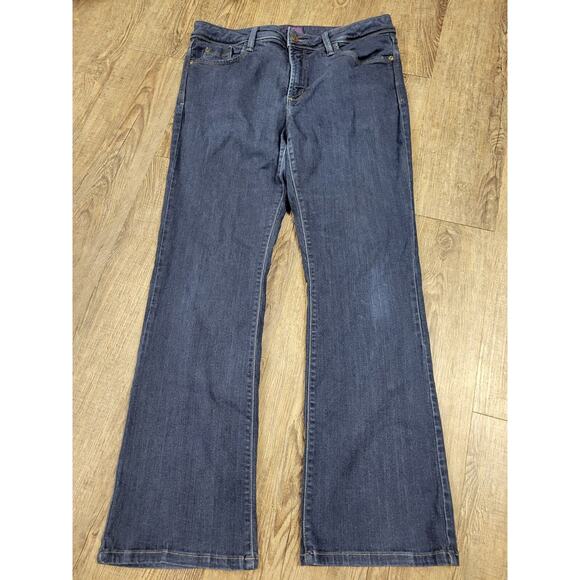 NYDJ Barbara Bootcut Jeans Womens 12P Petite Dark Wash Blue Mid Rise Stretch - Picture 1 of 4